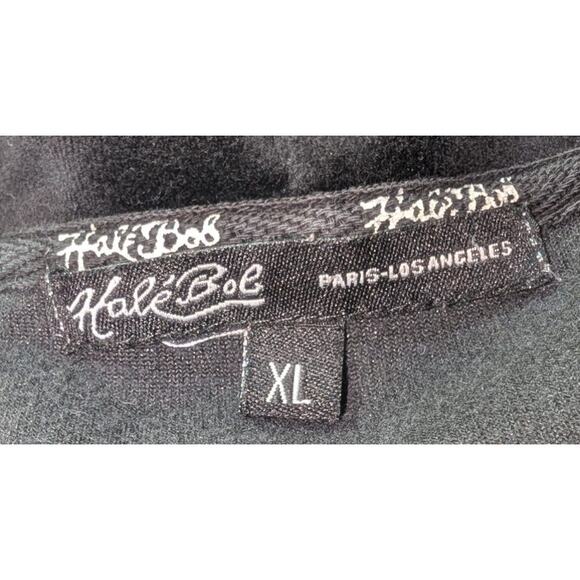 VTG Y2k Hale Bob Paris Los Angeles Velour Full Zip Hoodie Sweatshirt Black XL - Picture 5 of 6